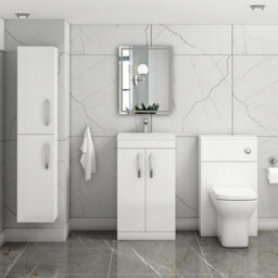 Royal Bathrooms Turin Gloss White 500mm Floor Standing Vanity Unit 2 Door With Mid-Edge Basin Sink - thumbnail 4