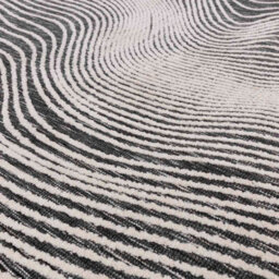 Modern Black Abstract Easy To Clean Rug For Living Room Dining Room & Bedroom-200Cm X 290Cm - thumbnail 3