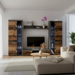 Rumba Xl Living Room Wall Unit Old Wood Matera With Led Lighting - thumbnail 2