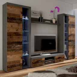 Rumba Xl Living Room Wall Unit Old Wood Matera With Led Lighting - thumbnail 3