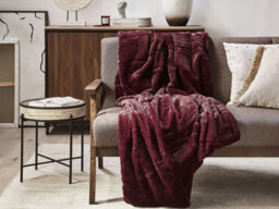 Beliani Blanket Tantan 150 X 200 Cm Burgundy - thumbnail 2