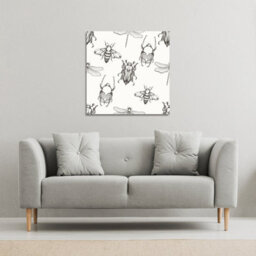 Andrew Lee Sketch Of Scarab Beetle, May Bug, Bee And Dragonfly (Canvas Print) / 114 X 114 X 4Cm - thumbnail 3