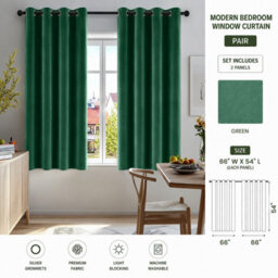 Aspire Homeware Emerald Green Blackout Velvet Curtain Thermal Insulated Eyelet Window Curtain Pair (W)168Cm X (D)137Cm - thumbnail 9