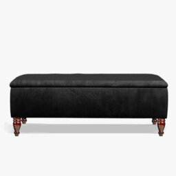 Lisbon Plain 120Cm Ottoman Storage Bench - Plush Velvet Shoe Bench - Black Upholstery Footstool With Storage