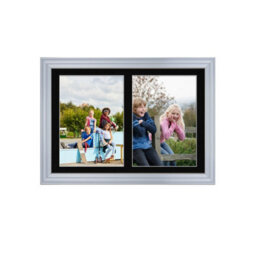 AK Frames 20X14 Silver Classic Multi Photo Frame With Black Mount - Holds 2 Apertures (2X) A4 Photos - thumbnail 1