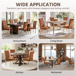 Yaheetech Set Of 2 Retro Brown Pu Leather Dining Chairs With High Back Padded Seat - thumbnail 6