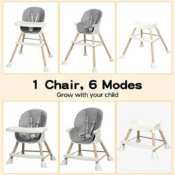 Dekko 6-In-1 Baby High Chair Adjustable Feeding Seat With Removable Tray - thumbnail 5