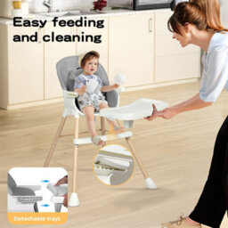Dekko 6-In-1 Baby High Chair Adjustable Feeding Seat With Removable Tray - thumbnail 8