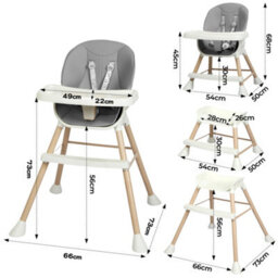 Dekko 6-In-1 Baby High Chair Adjustable Feeding Seat With Removable Tray - thumbnail 4
