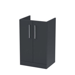 Nuie Hudson Reed Arno Floor Standing Vanity Unit, Durable 2 Soft Close Door Bathroom Sink Vanity Unit With Shelf In Soft Black, 500mm - thumbnail 1