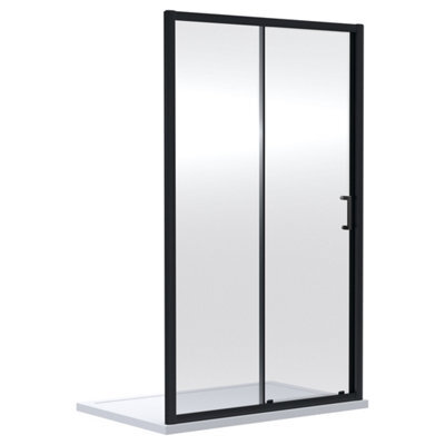 FNX Bathrooms Aura 1900 X 1200mm Sliding Shower Door Matt Black 6mm Glass - image 1