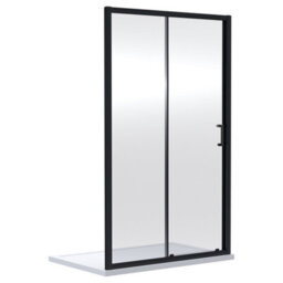 FNX Bathrooms Aura 1900 X 1200mm Sliding Shower Door Matt Black 6mm Glass - thumbnail 1
