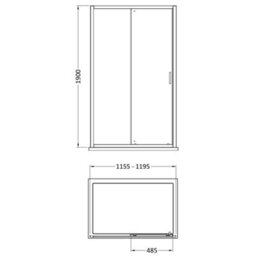 FNX Bathrooms Aura 1900 X 1200mm Sliding Shower Door Matt Black 6mm Glass - thumbnail 2
