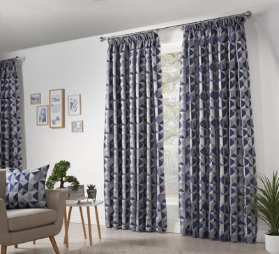 Luxury Living Skandi Pencil Pleat Curtains Blue/silver - image 1