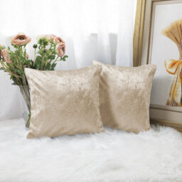 Ameha Beige Plain Velvet Cushion Covers, 18X18 Inch, Pack Of 4, Breathable & Hypoallergenic With Hidden Zip Closure - thumbnail 7