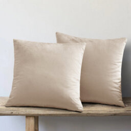 Ameha Beige Plain Velvet Cushion Covers, 18X18 Inch, Pack Of 4, Breathable & Hypoallergenic With Hidden Zip Closure - thumbnail 6