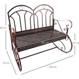 Garden Bench Metal Rocking 2 Seater Outdoor Patio Swing Chair Seat - thumbnail 2