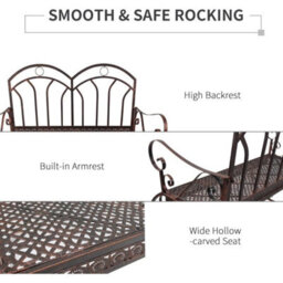 Garden Bench Metal Rocking 2 Seater Outdoor Patio Swing Chair Seat - thumbnail 5