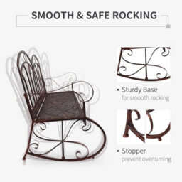 Garden Bench Metal Rocking 2 Seater Outdoor Patio Swing Chair Seat - thumbnail 4