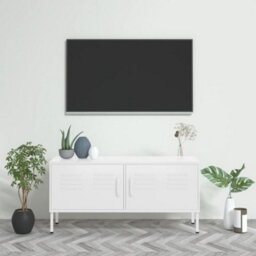 Berkfield Tv Cabinet White 105X35X50 Cm Steel