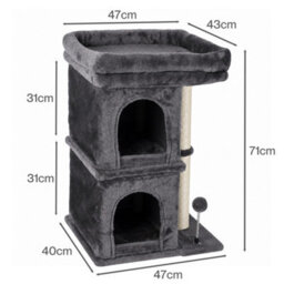Skylos Cat Tree Top Perch 2 Condos 1 Sisal Post E1 Particle Boar Dark Grey - thumbnail 4