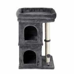 Skylos Cat Tree Top Perch 2 Condos 1 Sisal Post E1 Particle Boar Dark Grey - thumbnail 2