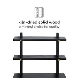 MH London Oliver Solid Wood Wall Shelf Living Bedroom Kitchen Wall Mounted Tired Shelves In Black - thumbnail 6