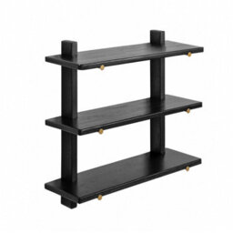 MH London Oliver Solid Wood Wall Shelf Living Bedroom Kitchen Wall Mounted Tired Shelves In Black - thumbnail 2
