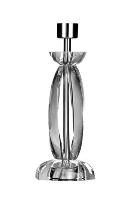 Orsina Crystal Large Conical Lamp Base With Faceted Stem, Heavy Glass Table Lamp Stand, Durable Large Lamp Base