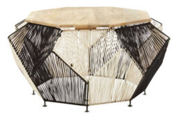 Orsina Octagonal Design Black And Silver Coffee Table, Stylish Display Table For Livingroom, Unique Decorative Table