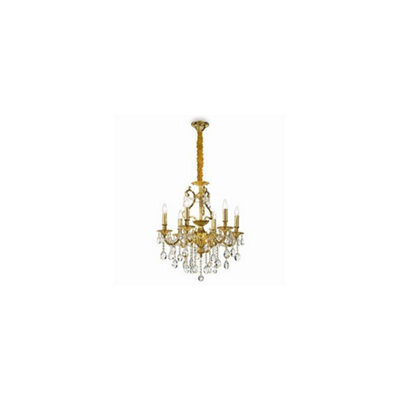 Ideal Lux Gioconda  6 Light Crystal Chandelier Antique Gold Finish, E14