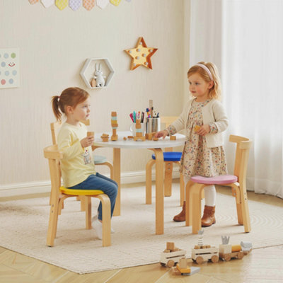 Aiyaplay 5 Piece Kids Table And Chairs Set Wood For 3-8 Years For Art Crafts - image 1