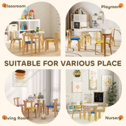 Aiyaplay 5 Piece Kids Table And Chairs Set Wood For 3-8 Years For Art Crafts - thumbnail 7