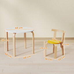 Aiyaplay 5 Piece Kids Table And Chairs Set Wood For 3-8 Years For Art Crafts - thumbnail 3