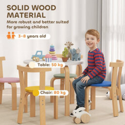 Aiyaplay 5 Piece Kids Table And Chairs Set Wood For 3-8 Years For Art Crafts - thumbnail 6