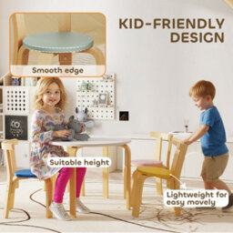 Aiyaplay 5 Piece Kids Table And Chairs Set Wood For 3-8 Years For Art Crafts - thumbnail 5