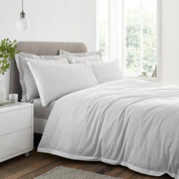 Bianca Seersucker Woven Stripe 180 Thread Count Cotton Single Duvet Cover Set With Pillowcase Grey