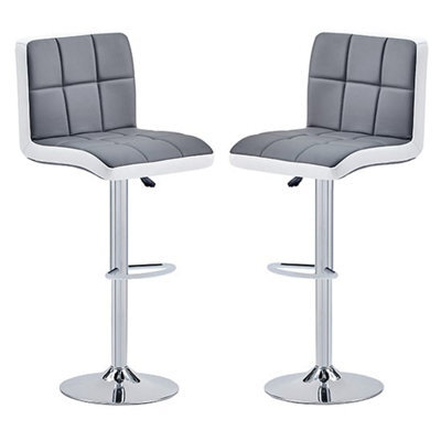 Furniture in Fashion Copez Grey And White Faux Leather Bar Stools In Pair - image 1