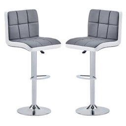Furniture in Fashion Copez Grey And White Faux Leather Bar Stools In Pair - thumbnail 1