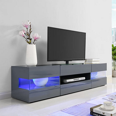 Furniture in Fashion Kirsten High Gloss Tv Stand In Grey With Led Lighting - image 1