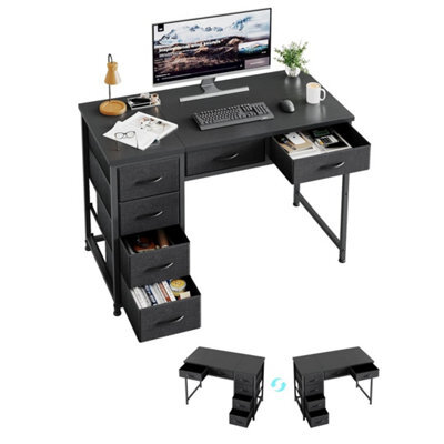 100X48 Cm Desk, Small Computer Desk With 6 Fabric Drawers - image 1