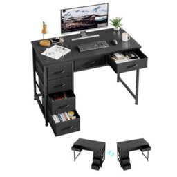 100X48 Cm Desk, Small Computer Desk With 6 Fabric Drawers - thumbnail 1