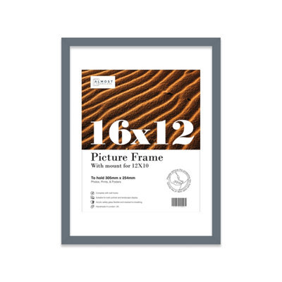 "16X12"" Grey Frame With Mount For 12X10"" Pictures 20mm Thin Edge Portrait And Landscape Display With Wall Hooks" - image 1