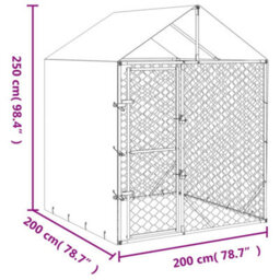 Vidaxl Outdoor Dog Kennel With Roof Silver 2X2X2.5 M Galvanised Steel - thumbnail 5