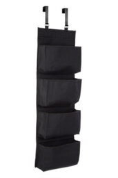 Premier Housewares Interiors By Premier Over Door Hanging Organiser In Black, 4-Pocket Fabric Storage With Sturdy Metal Hooks, Sleek And