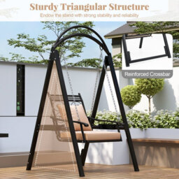 Costway Outdoor Porch Swing With Stand For Adults Patio Swing Chair With Removable Cushions - thumbnail 3