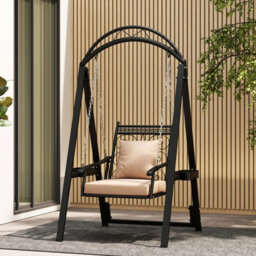 Costway Outdoor Porch Swing With Stand For Adults Patio Swing Chair With Removable Cushions - thumbnail 1