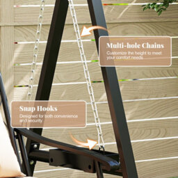 Costway Outdoor Porch Swing With Stand For Adults Patio Swing Chair With Removable Cushions - thumbnail 7