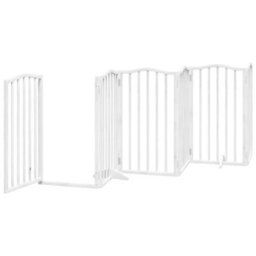 Walplus White Dog Gate With Door Foldable 6 Panels 300 Cm Poplar Wood - thumbnail 4