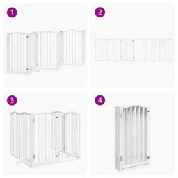 Walplus White Dog Gate With Door Foldable 6 Panels 300 Cm Poplar Wood - thumbnail 7